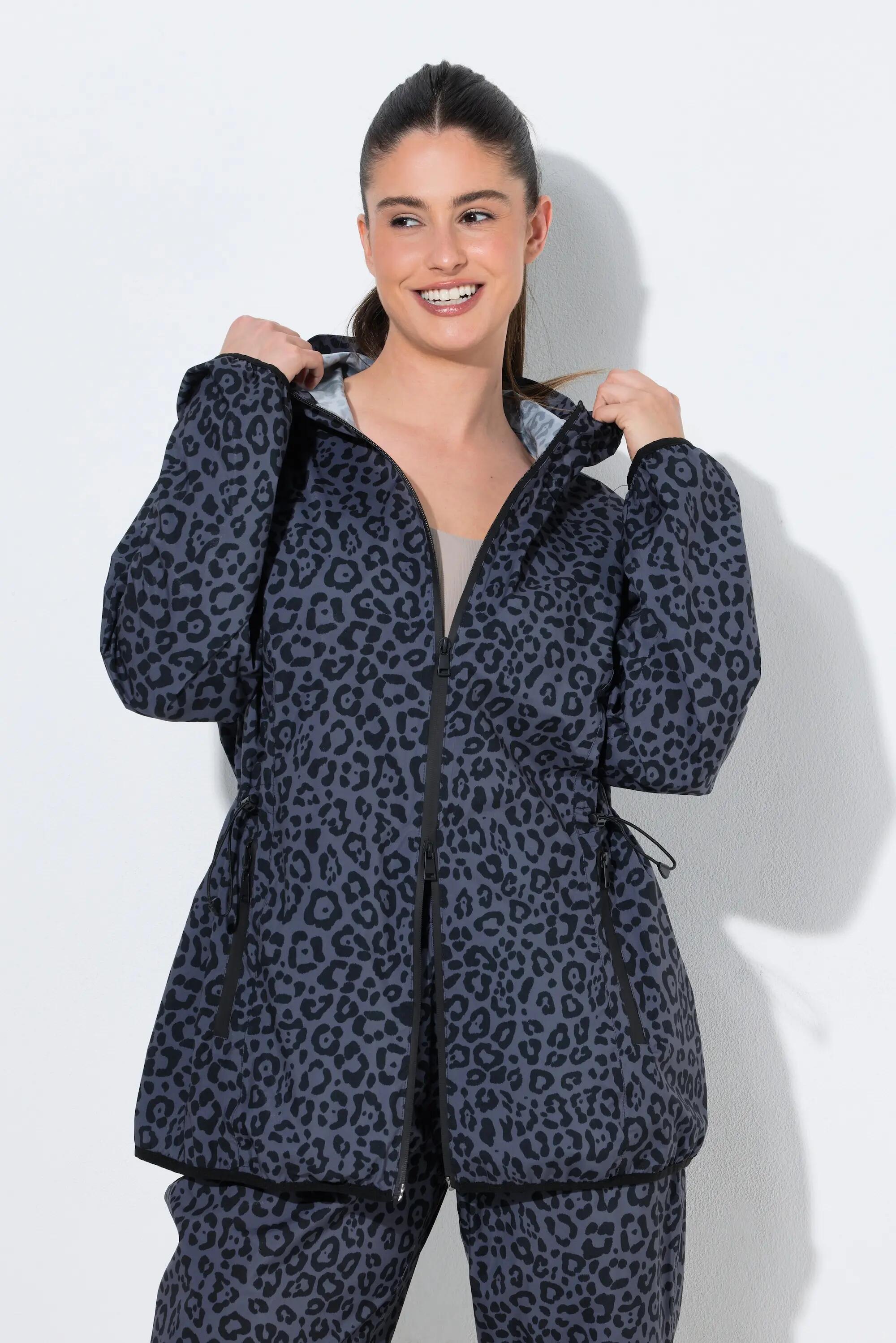 Femme Veste de pluie imperméable motif léopard capuche et visière 7/7