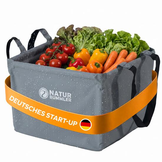 Camping Spülschüssel faltbar 18 L mit Ablassschlaufe und Haken CampBowl+ Grau