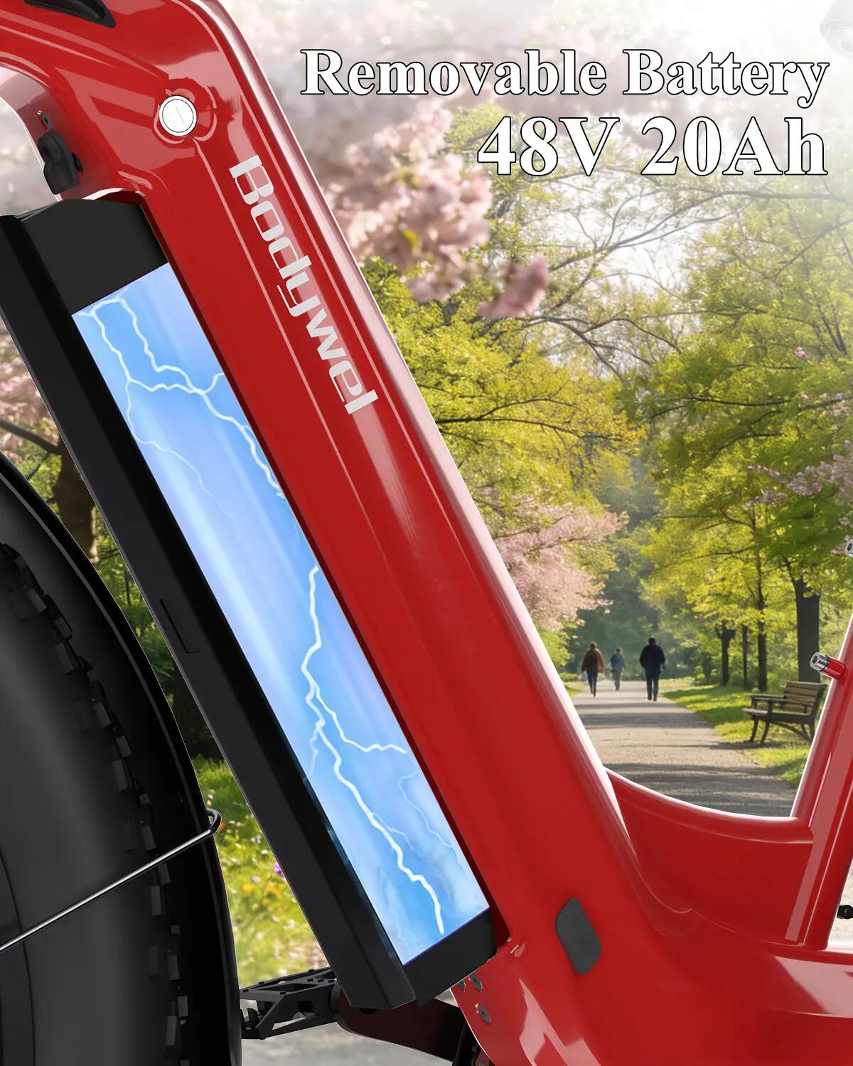 Bicicleta eléctrica Bodywel D9 con batería de 48 V y 15 Ah, LED y aplicación 4/6