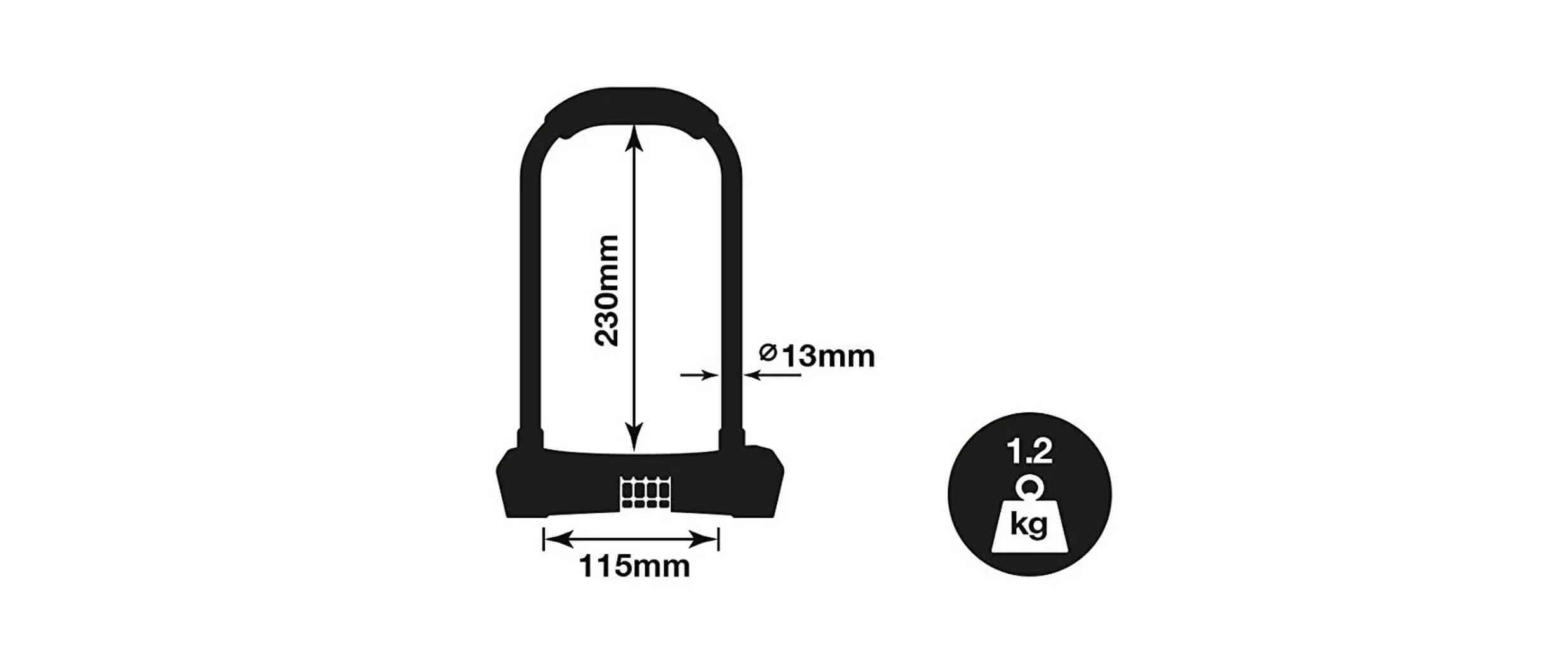 Yale U-Lock YCUL2 Steel, Combination Code, 230 mm 3/3