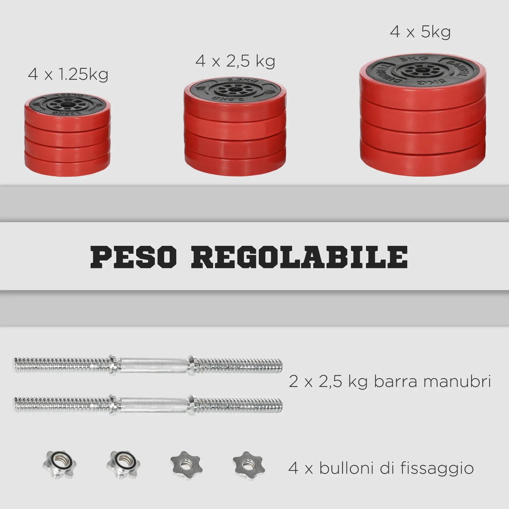 Ensemble d’haltères modulables - musculation - unisexe - 40 kg - rouge 6/6