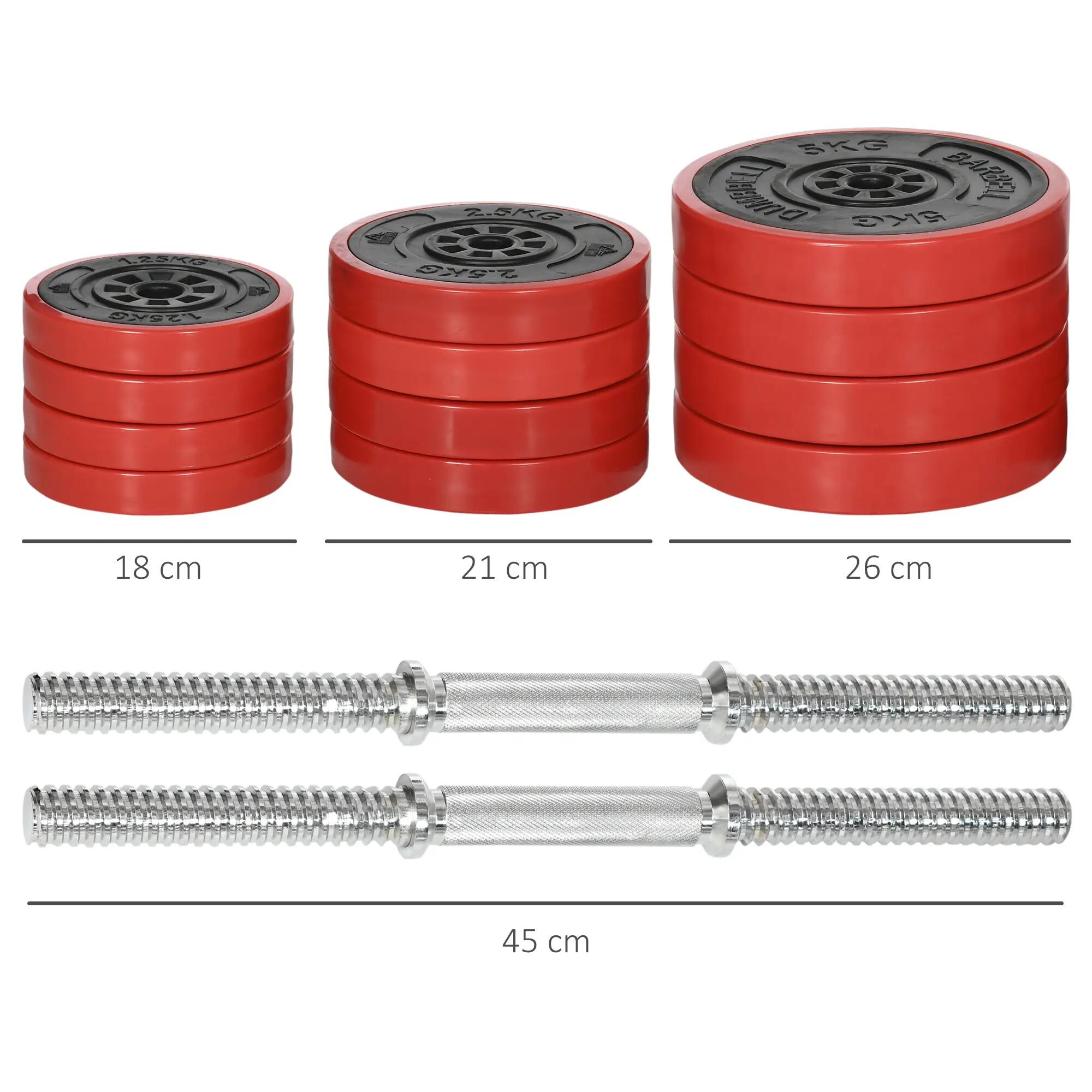 Ensemble d’haltères modulables - musculation - unisexe - 40 kg - rouge 5/6