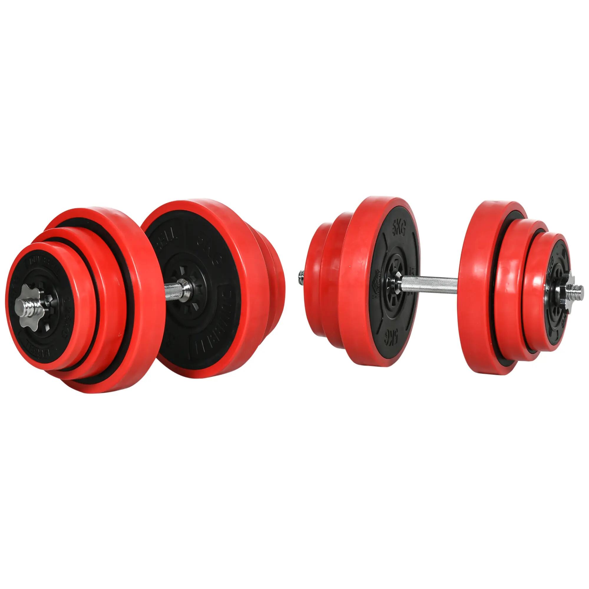 Ensemble d’haltères modulables - musculation - unisexe - 40 kg - rouge 2/6