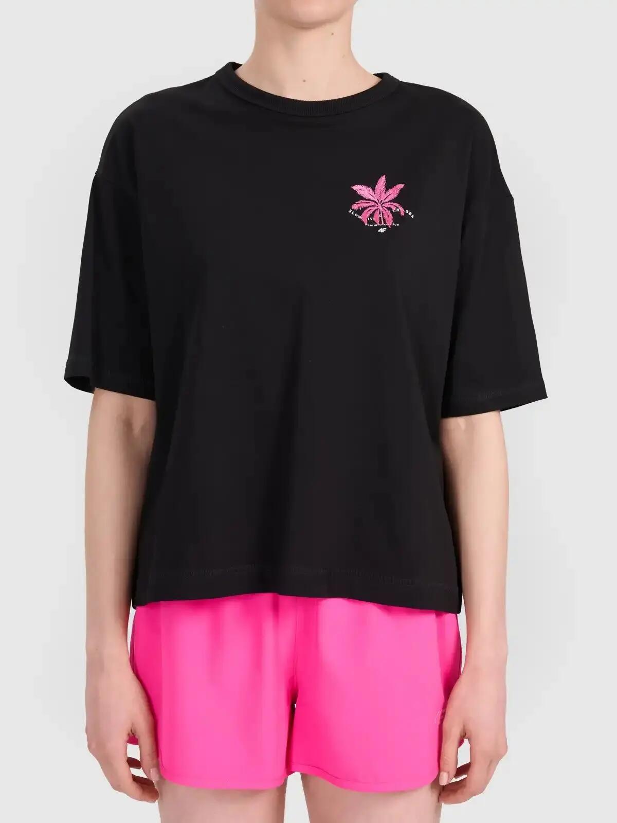 KOSZULKA DAMSKA 4F T-SHIRT SPORTOWY Z NADRUKIEM 1 BAWEŁNA  F2719 SS26 4/6