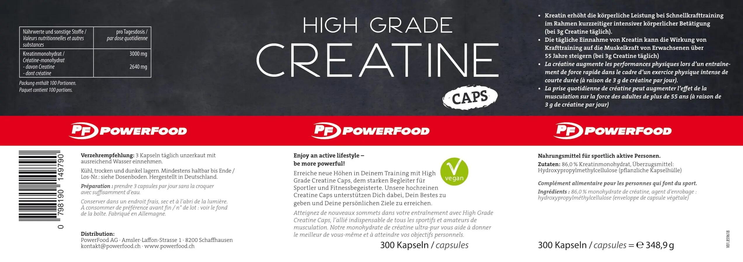 PowerFood One High Grade Creatine Caps 450 g 2/2