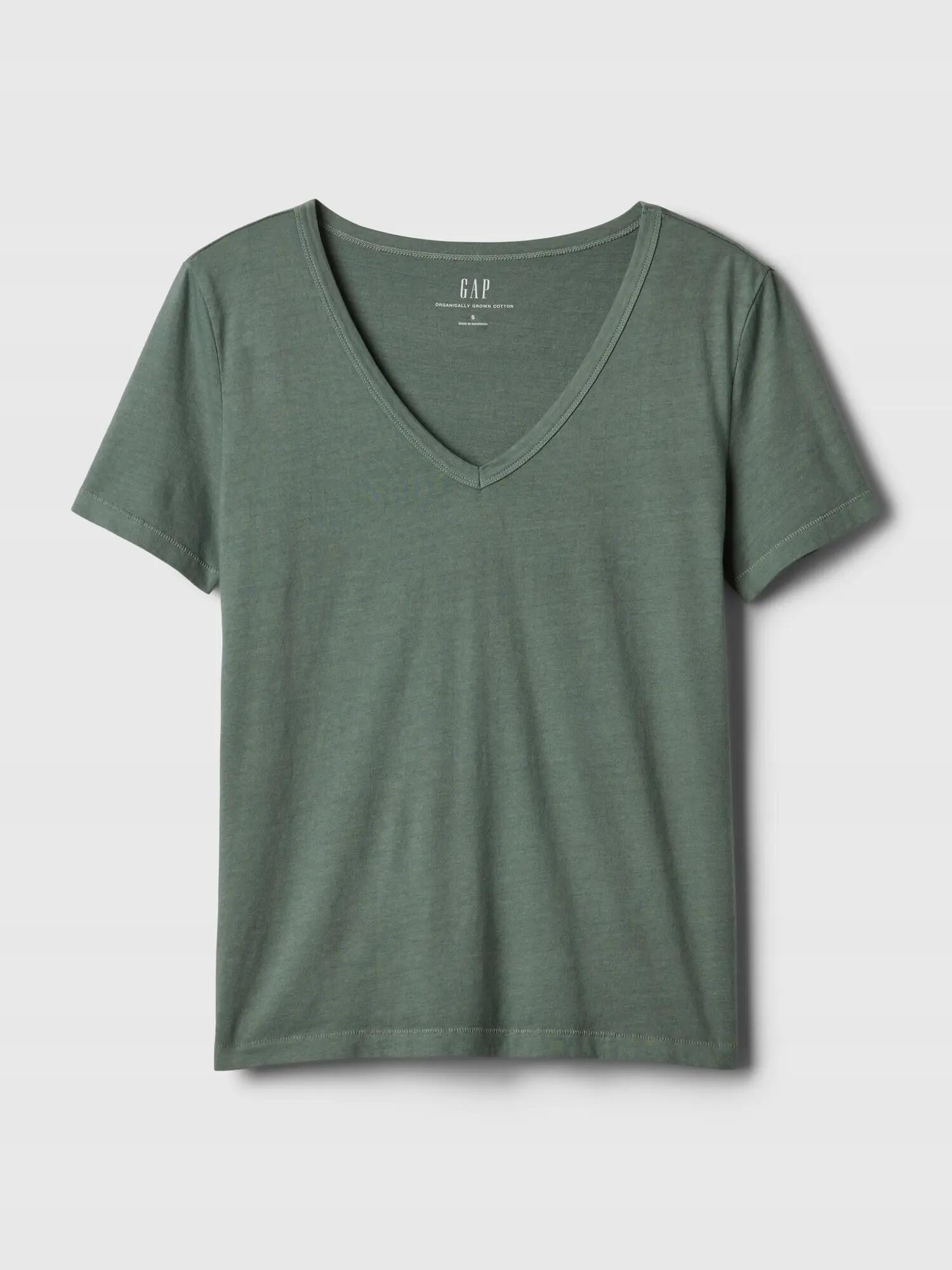 T-SHIRT DAMSKI KOSZULKA 1 BAWEŁNA GAP VINTAGE OLIWKOWY 5/7