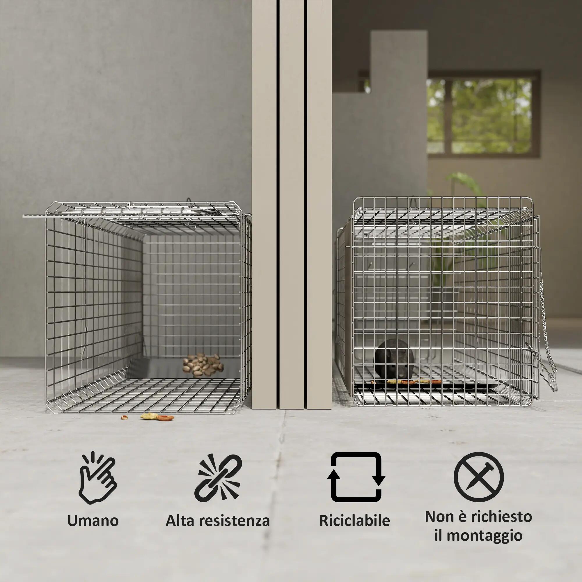 Cage pliable en acier pour rats, souris et ragondins, 93 x 31 x 34,5 cm, argent 6/9