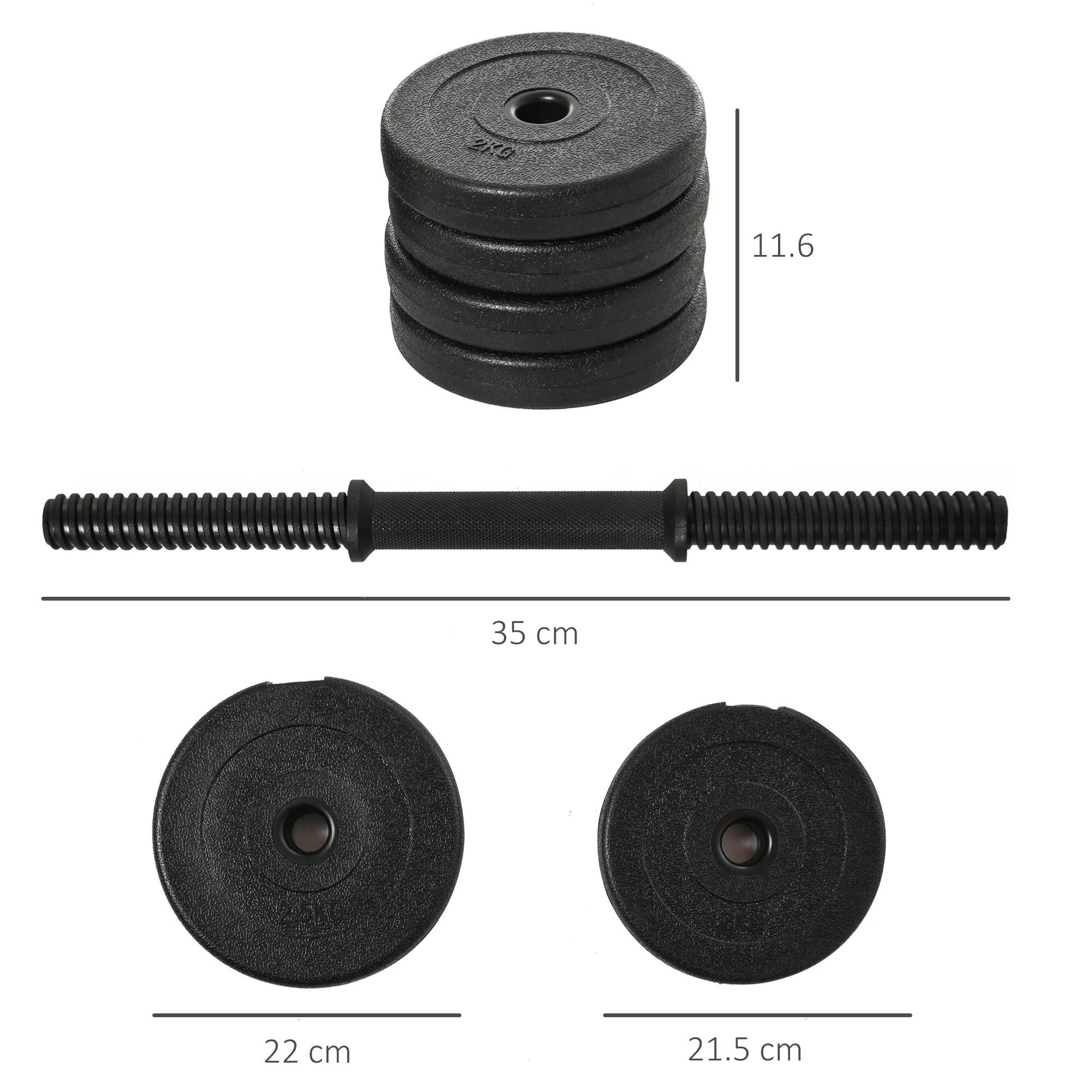 Ensemble d'haltères modulables 20 kg - fitness - unisexe - 8 disques - noir 5/6