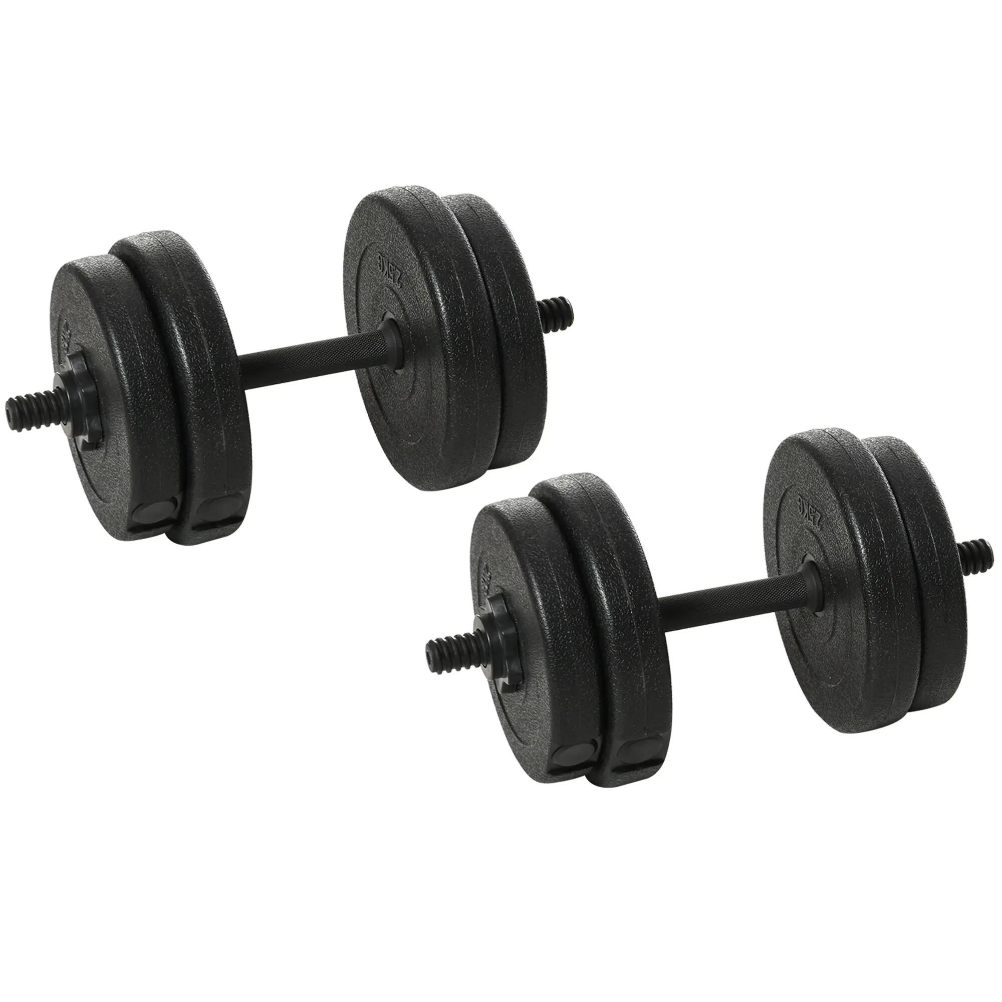 Ensemble d'haltères modulables 20 kg - fitness - unisexe - 8 disques - noir 2/6
