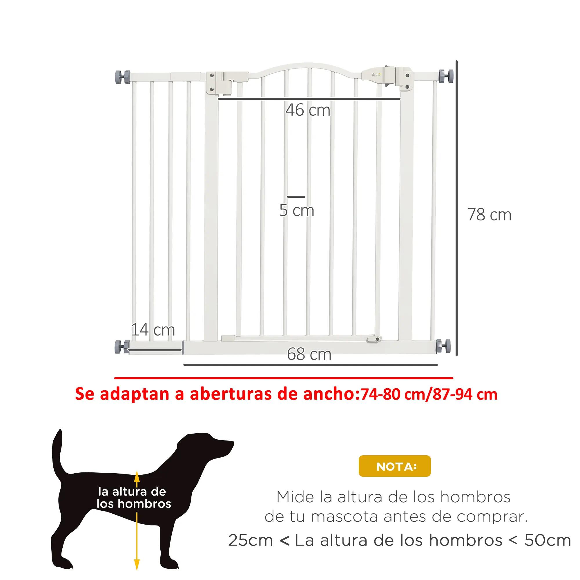 Barreira de segurança cães 74-80x78 cm branco PawHut 3/5