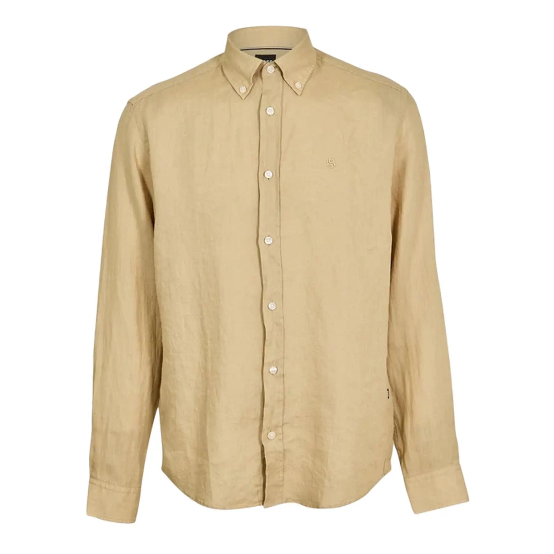 Boss Mens Liam Linen Blend Long-Sleeved Shirt