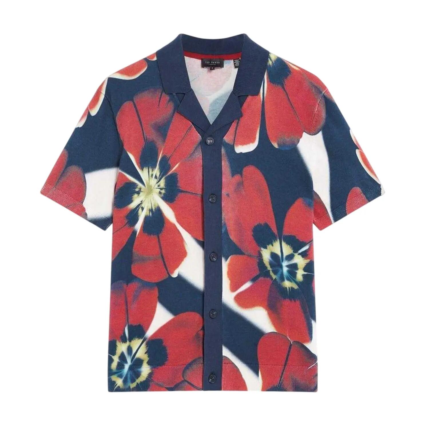 Ted Baker Mens Buddha Floral Collared Short-Sleeved Shirt