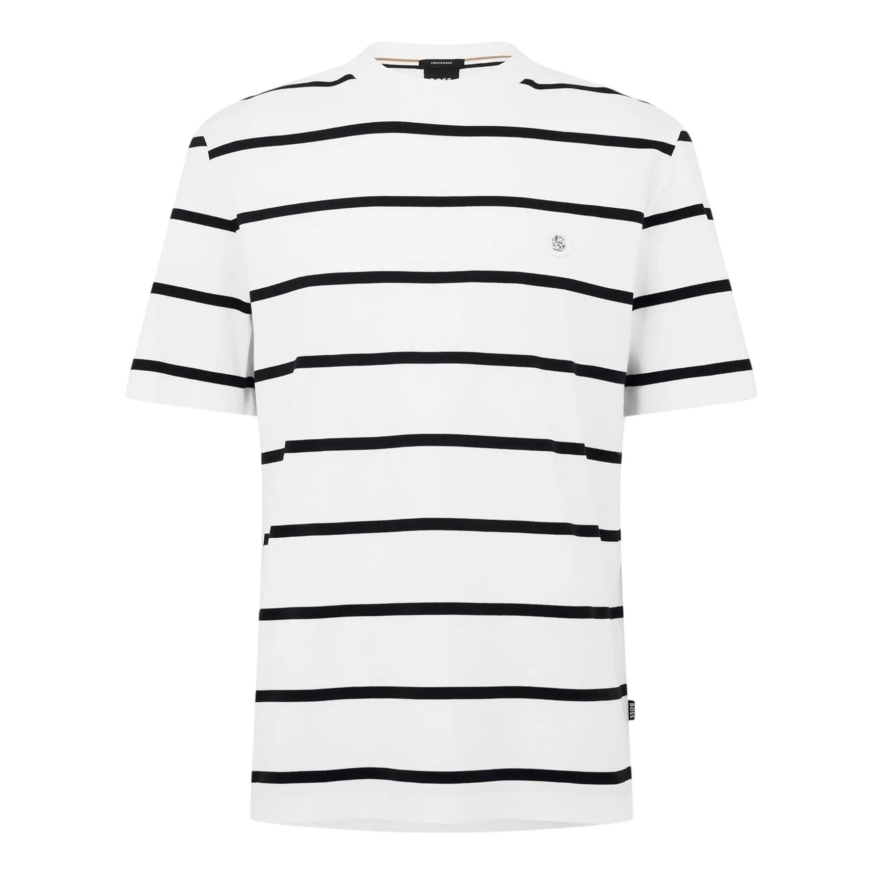 Boss Mens Taut Striped Cotton Regular T-Shirt