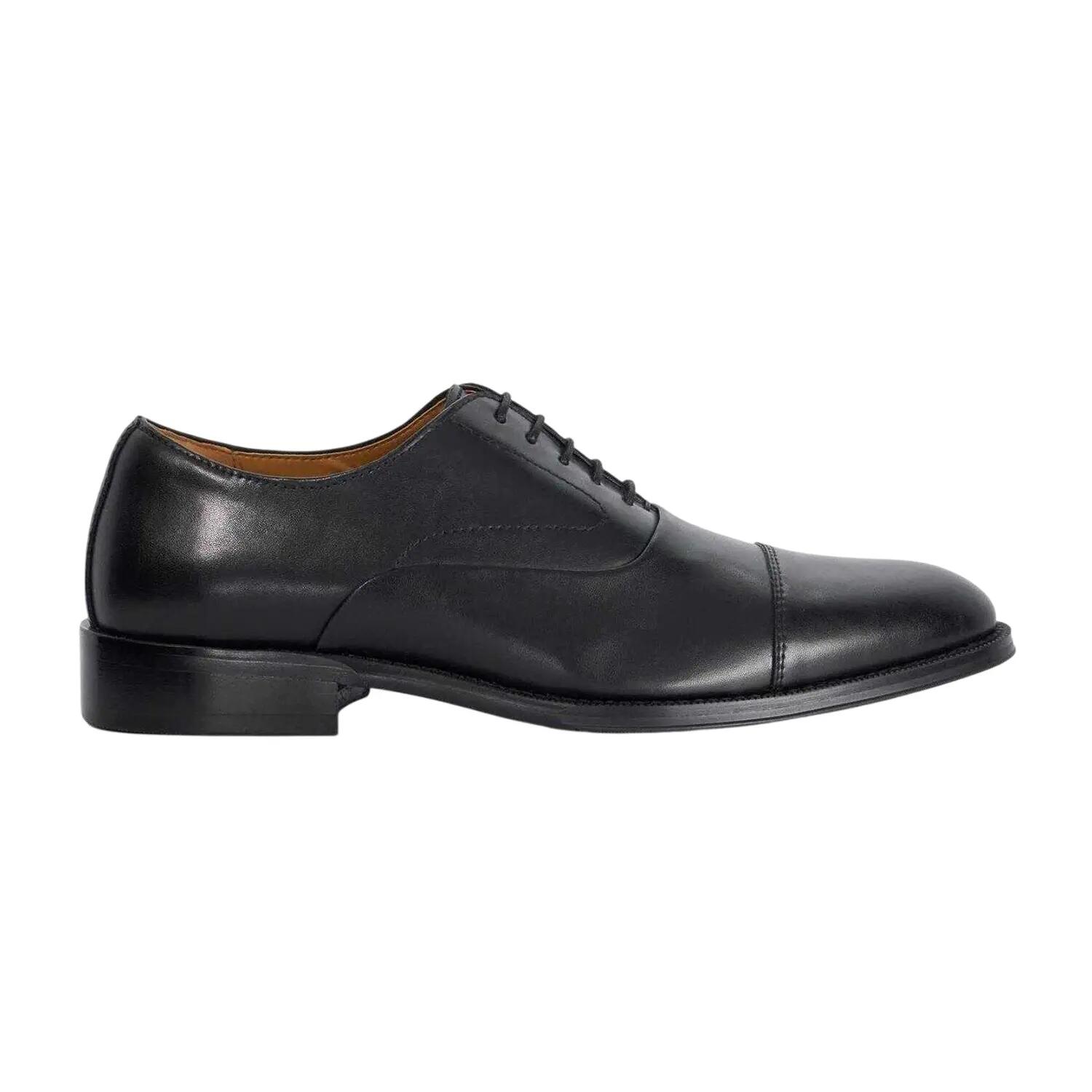 Dune London Mens Leather Lace Up Tailored Low Block Heel Derby Shoes