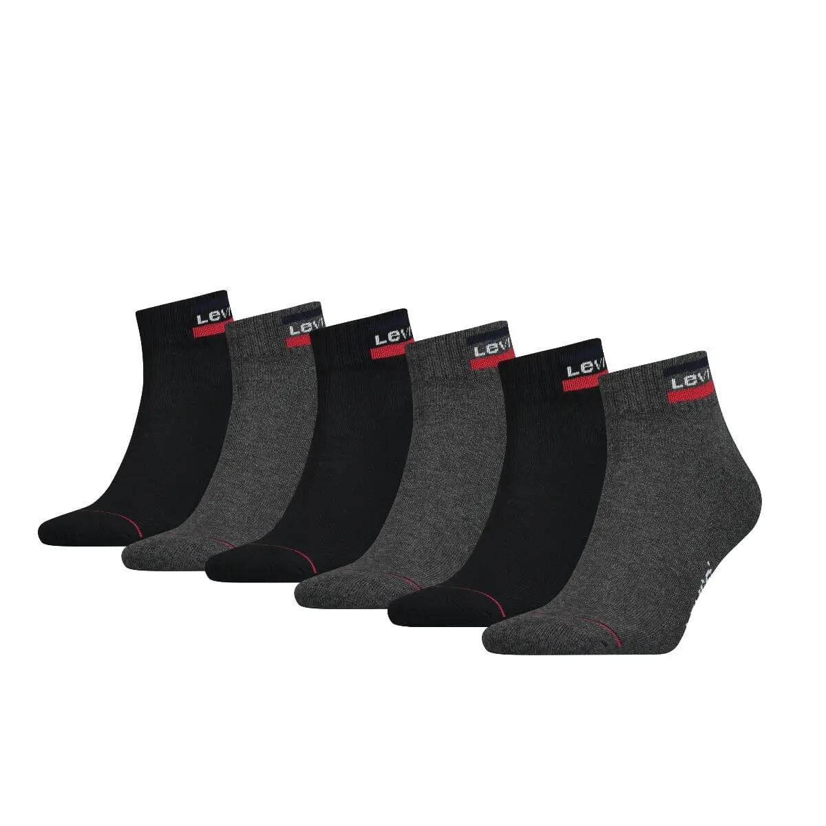6 Paar Levis Mid Cut SPRTWR LOGO Unisex Quarter Socken Strümpfe 701220482 2/2
