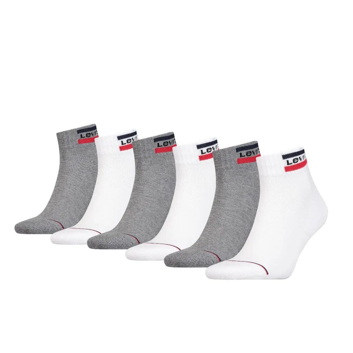 6 Paar Levis Mid Cut SPRTWR LOGO Unisex Quarter Socken Strümpfe 701220482 2/2