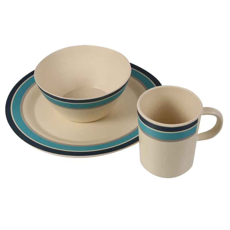 Camping Bambus-Geschirrset für 4 Erwachsene - Beige