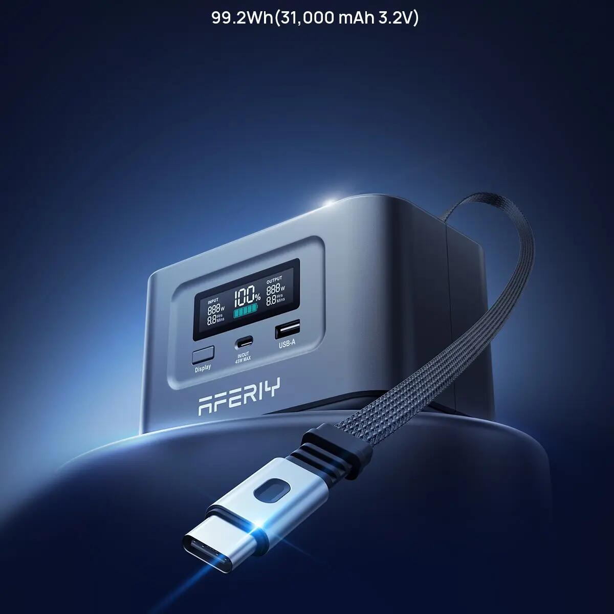 Station électrique portable -100W 99,2Wh -2 USB-C PD3.0 -Câble magnétique 70cm 6/14