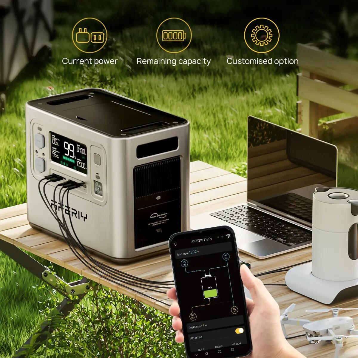 Générateur électrique portable AFERIY - P210 - 2048Wh -2400W -APP BMS UPS 8/12