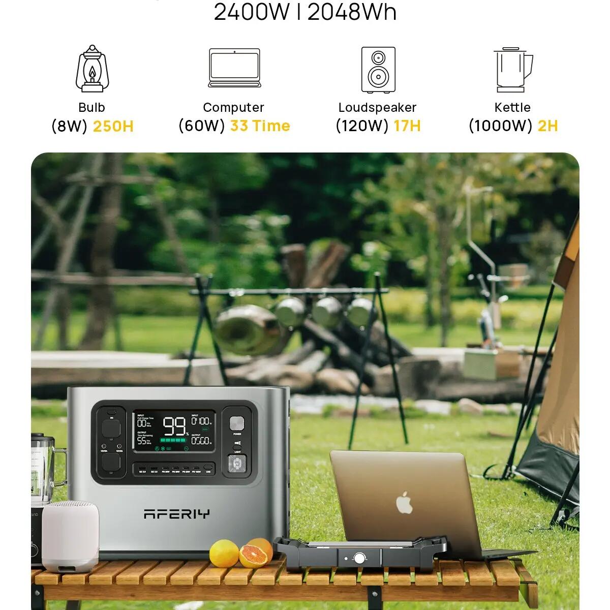 Générateur électrique portable AFERIY - P210 - 2048Wh -2400W -APP BMS UPS 10/12
