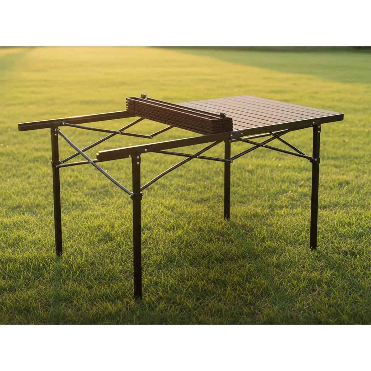 Campingtisch Maikku - Alu Klapptisch groß - 140 x 70 x 70 cm - Holzoptik 4/12