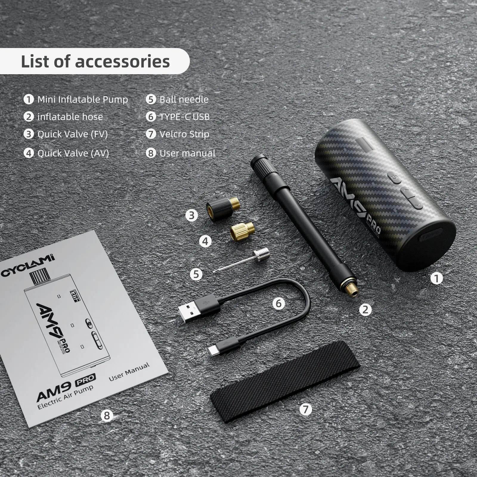 Elektrická mini pumpička a zadní světlo CYCLAMI AM9 PRO 7/7