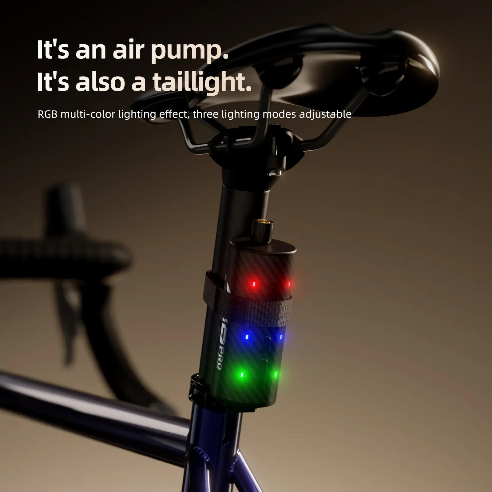 Elektrická mini pumpička a zadní světlo CYCLAMI AM9 PRO 6/7