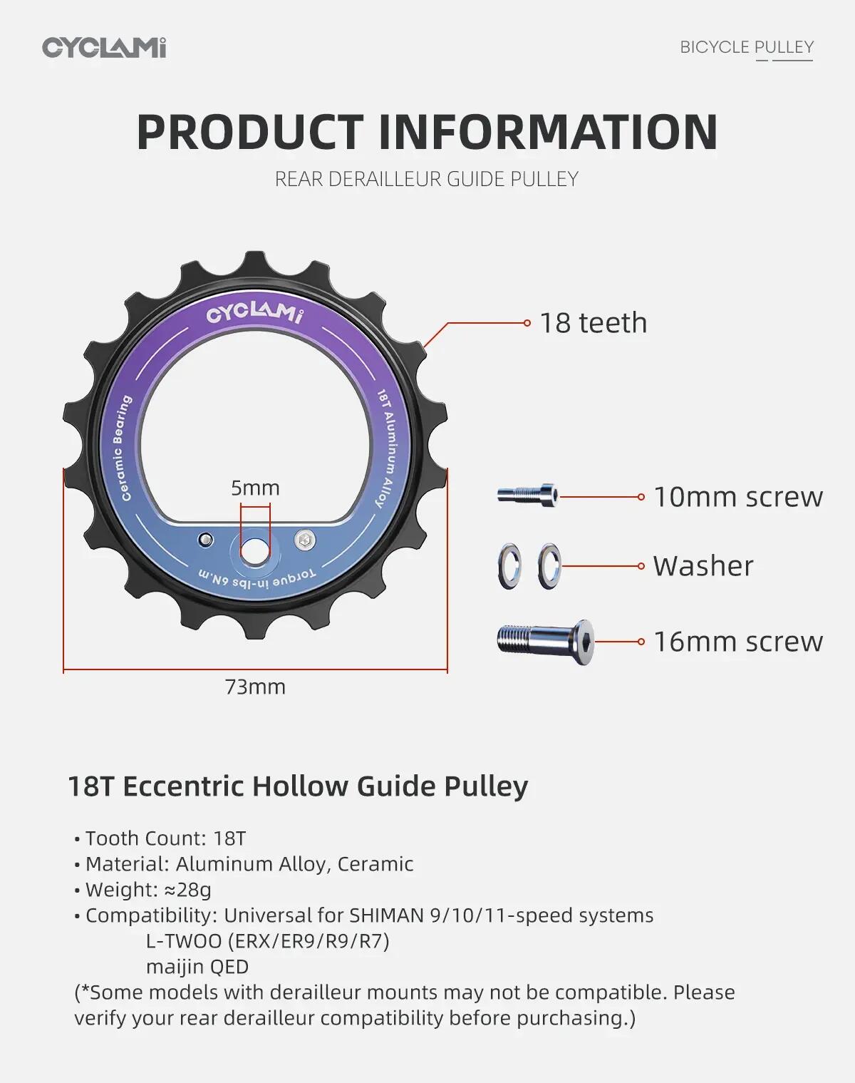 Cyklistická kladka přehazovačky CYCLAMI E35 18T 8/9