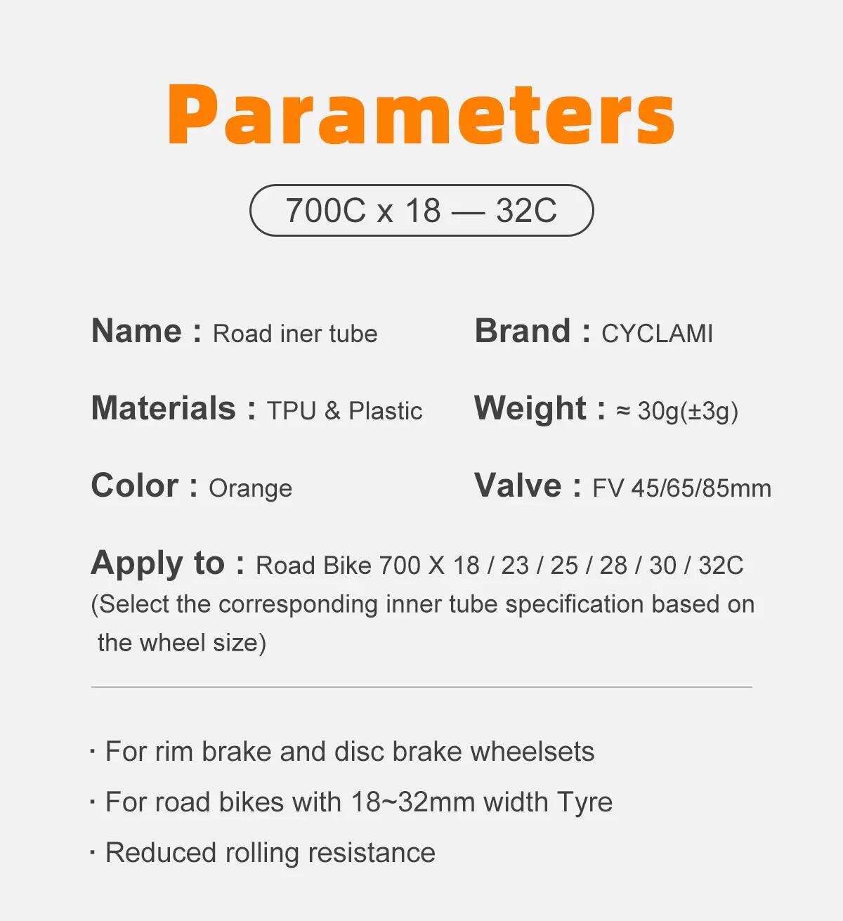 Ultralehká cyklistická TPU duše CYCLAMI 700C 18–32C - 30 g 6/8