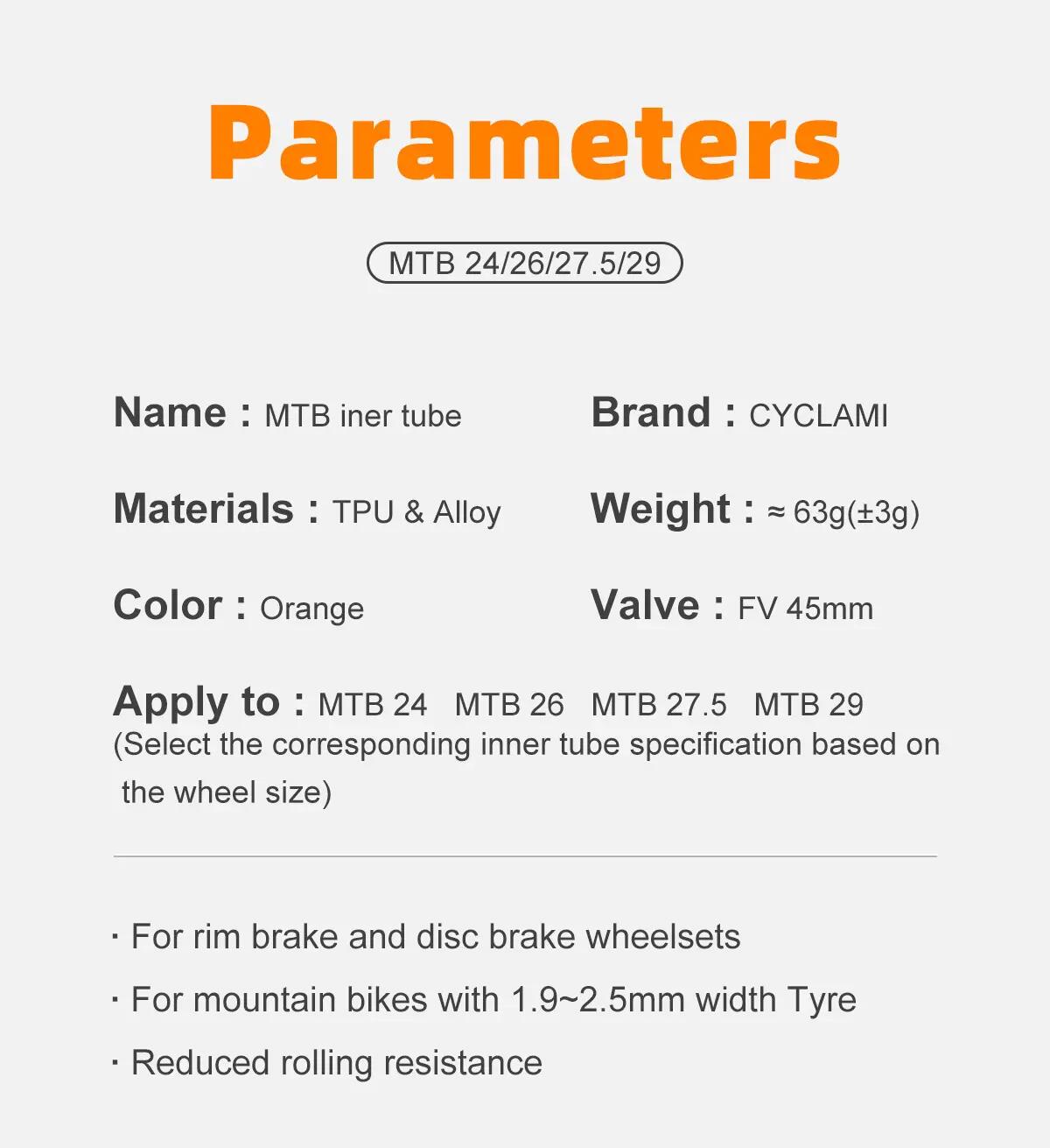 Ultralehká cyklistická TPU duše CYCLAMI MTB 29" 1.9–2.5 - 63 g 8/9