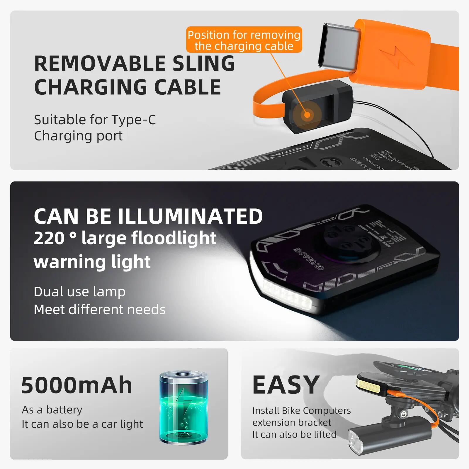 Přední denní světlo a powerbanka CYCLAMI RVL01 5000 mAh 6/8