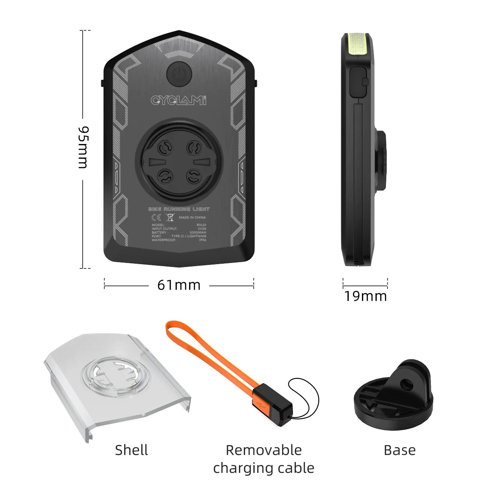 Přední denní světlo a powerbanka CYCLAMI RVL01 5000 mAh 5/8