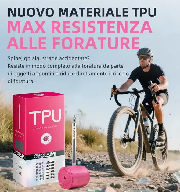 Ultralehká cyklistická TPU duše CYCLAMI gravel 700C 32–47C - 46 g 2/5