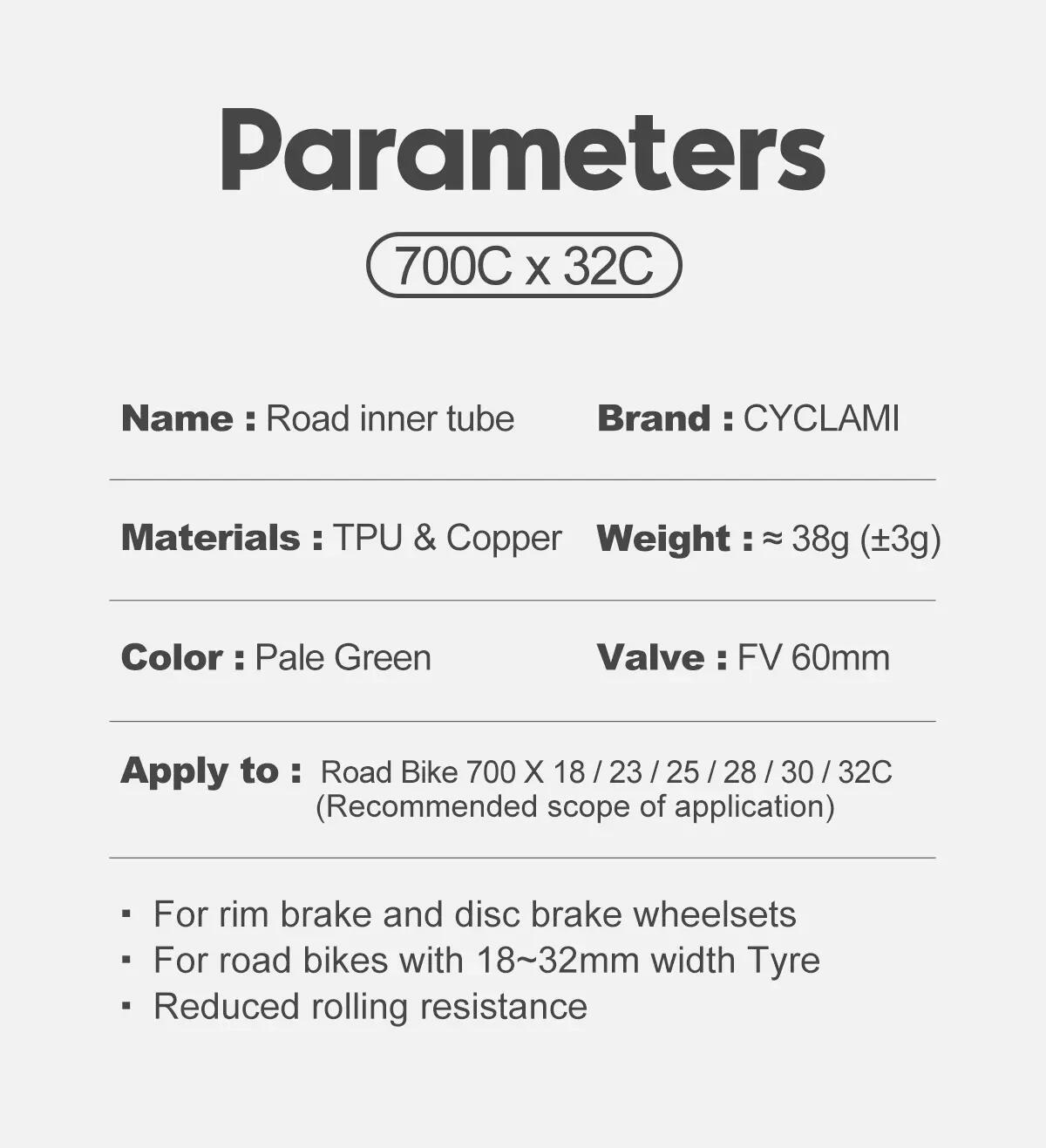 Ultralehká cyklistická TPU duše CYCLAMI 700C 18–32C - 2 ks 5/10