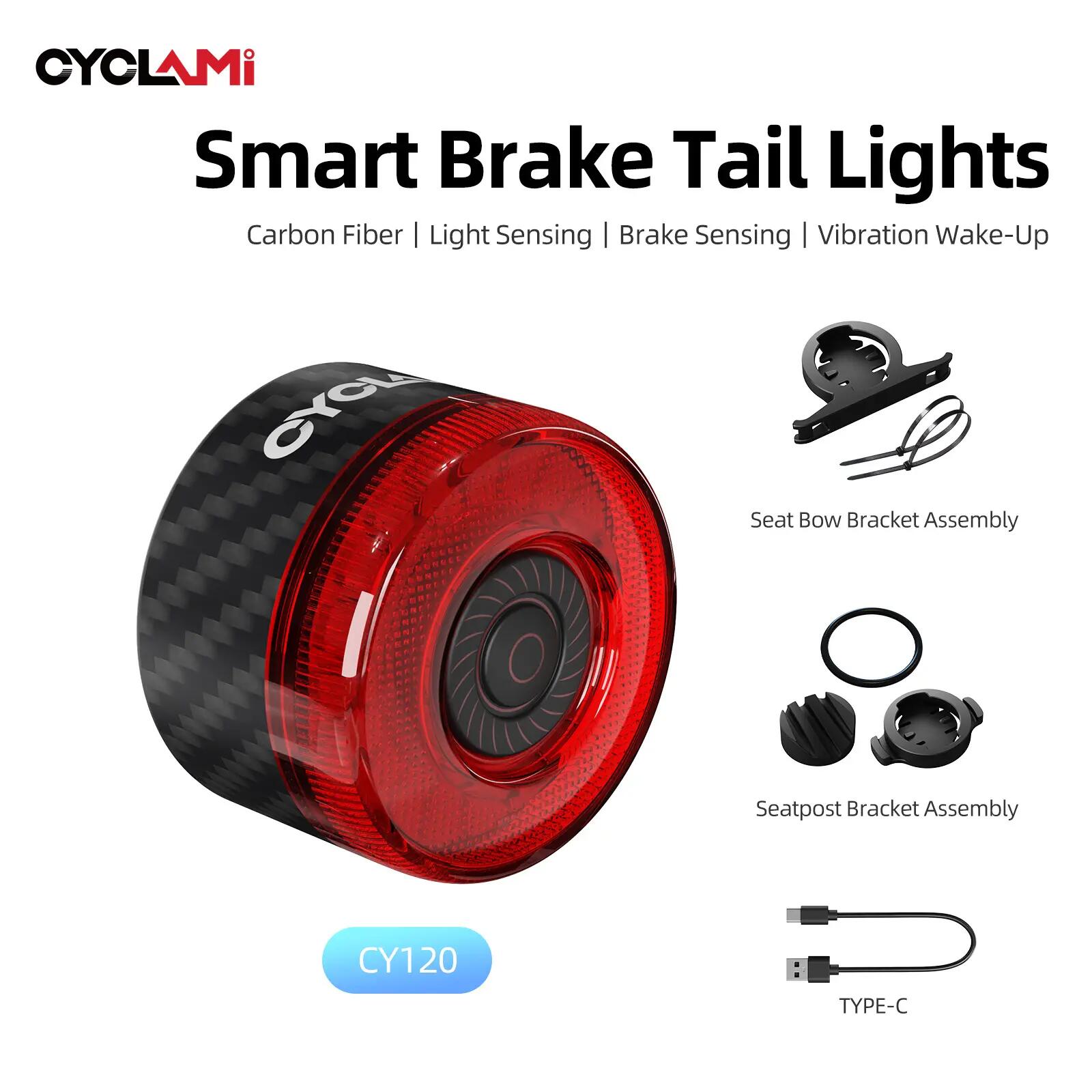 Zadní světlo na kolo s brzdovým senzorem CYCLAMI CY120 4/10