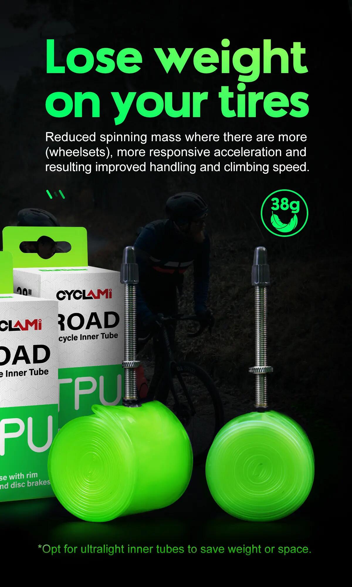 Ultralehká cyklistická TPU duše CYCLAMI 700C 18–32C - 2 ks 4/10