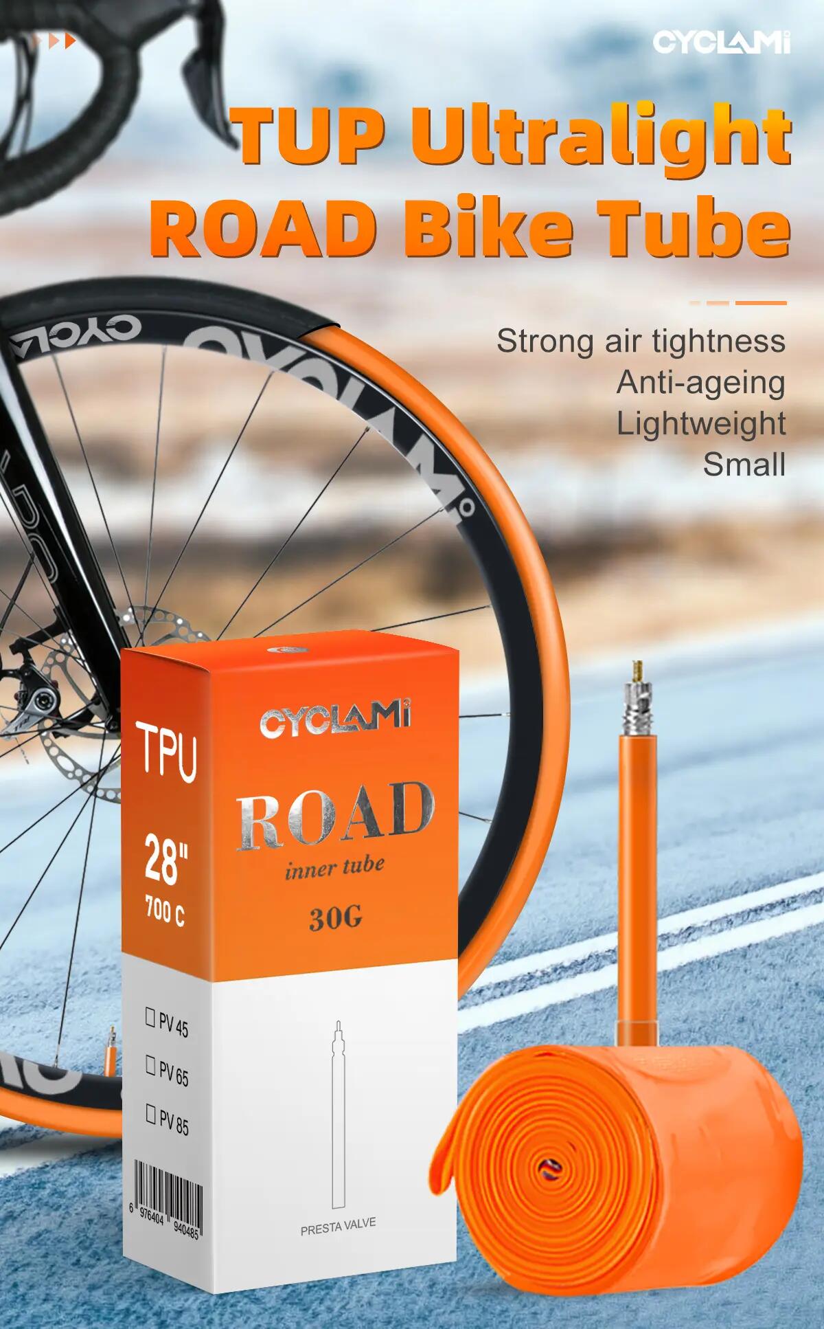 Ultralehká cyklistická TPU duše CYCLAMI 700C 18–32C - 30 g 2/8