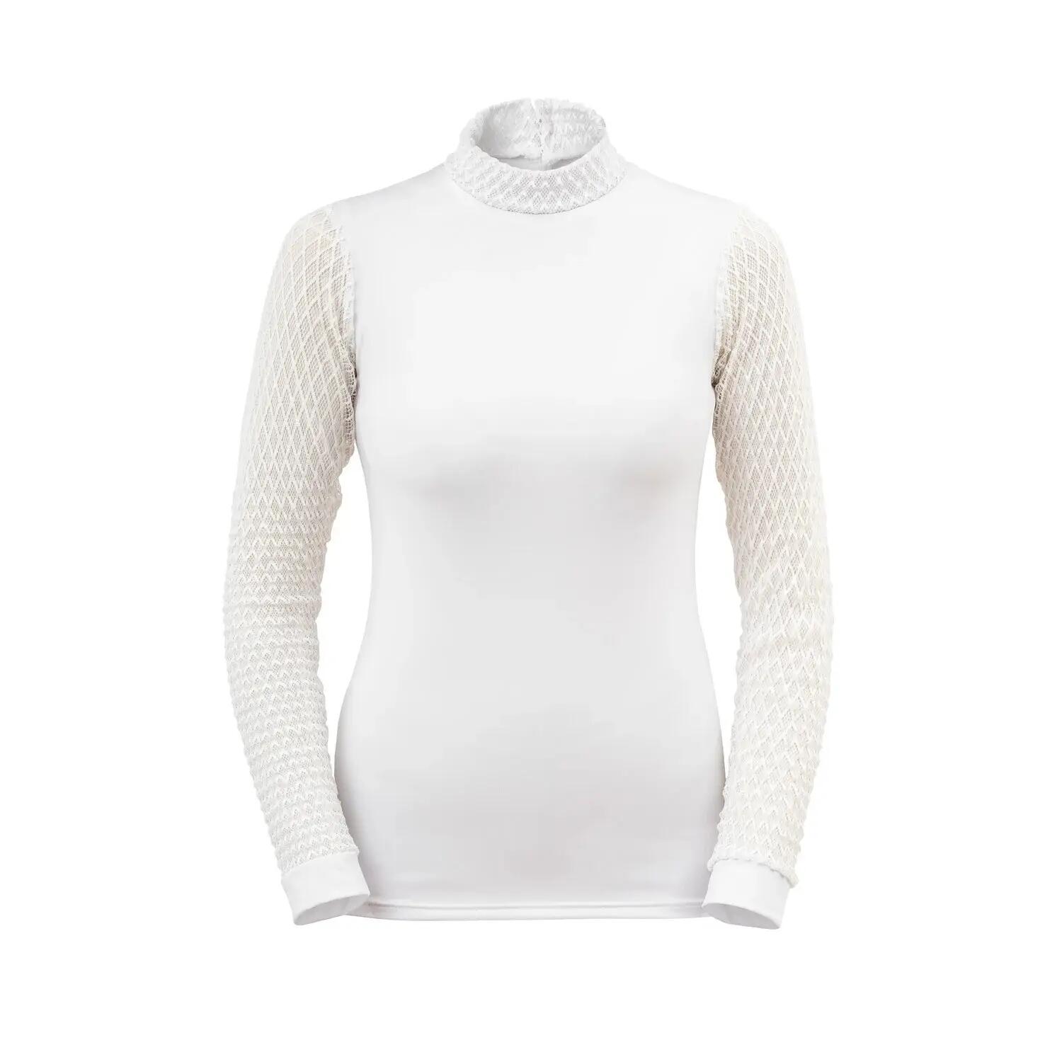 Polo d'équitation de concours manches longues femme Cavalliera Luxe 1/2