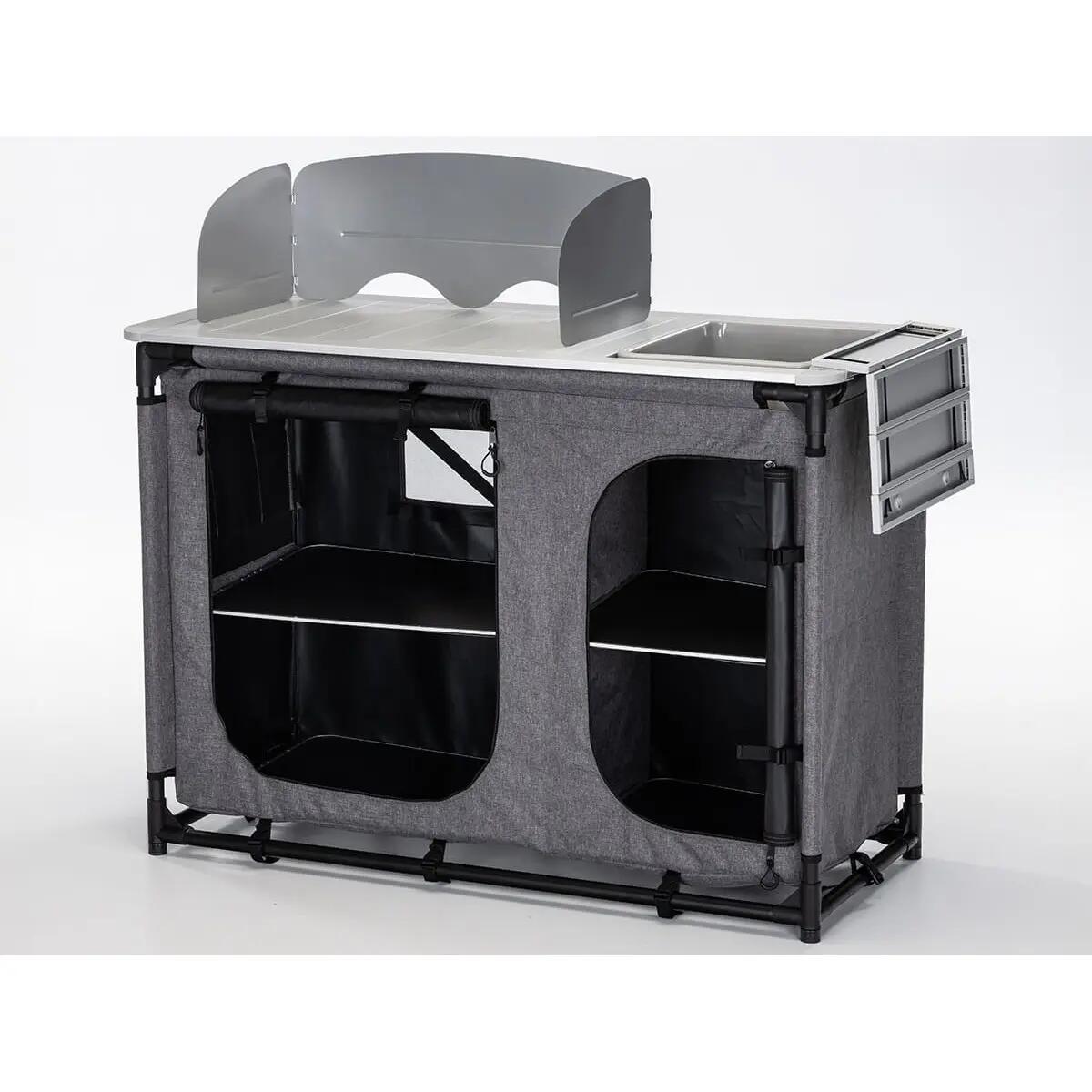 Meuble de cuisine camping - Ruoka - Armoire pliable avec structure alu - Évier 6/15