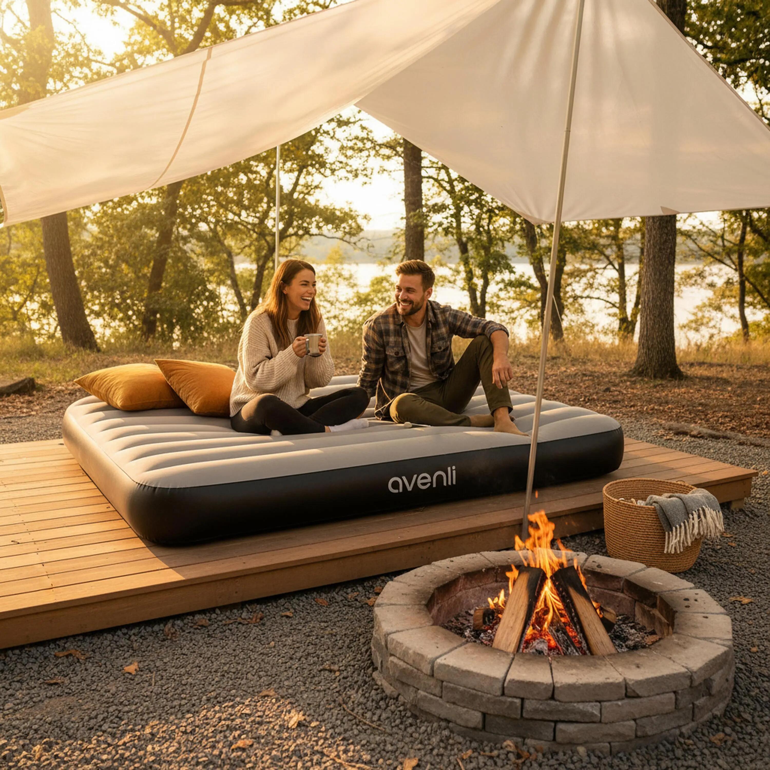 Luftmatratze Camping 2 Personen 191x137x25cm Luftbett Campingmatratze 3/7