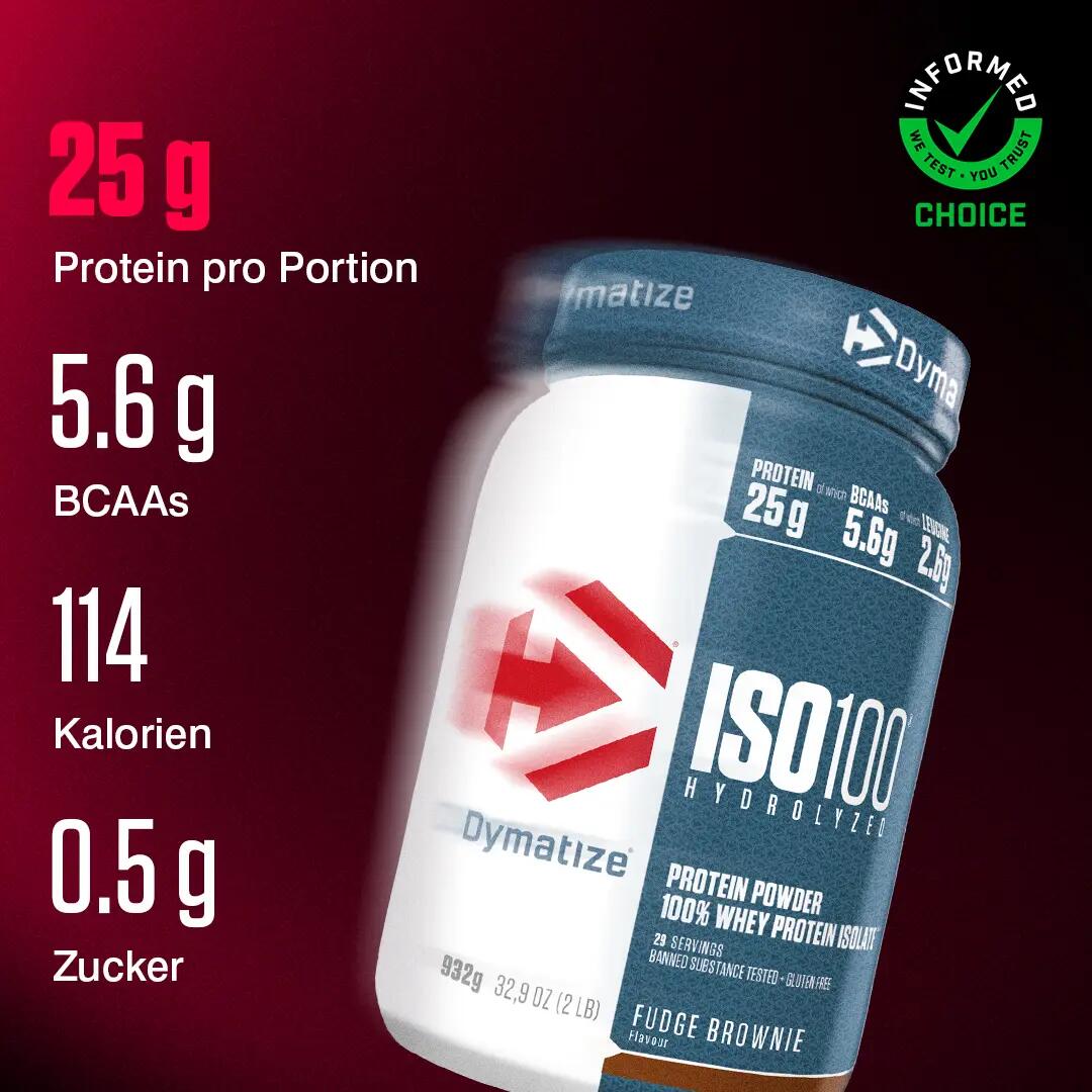 Whey Protein Pulver Shake Hydrolysat Eiweiß ISO 100 Fudge Brownie 932 g 2/7