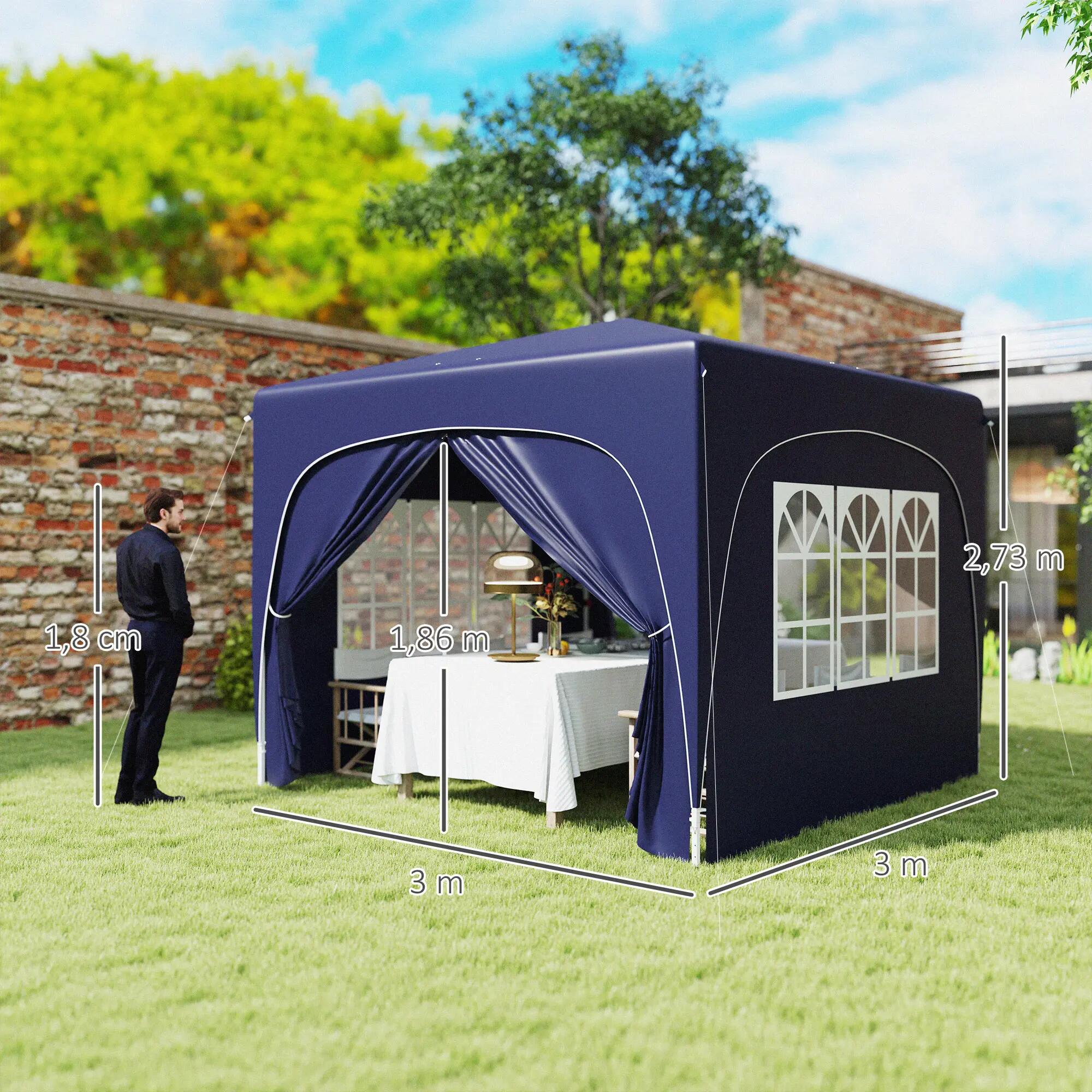 Tenda dobrável 300x300x273 cm azul Outsunny 3/7