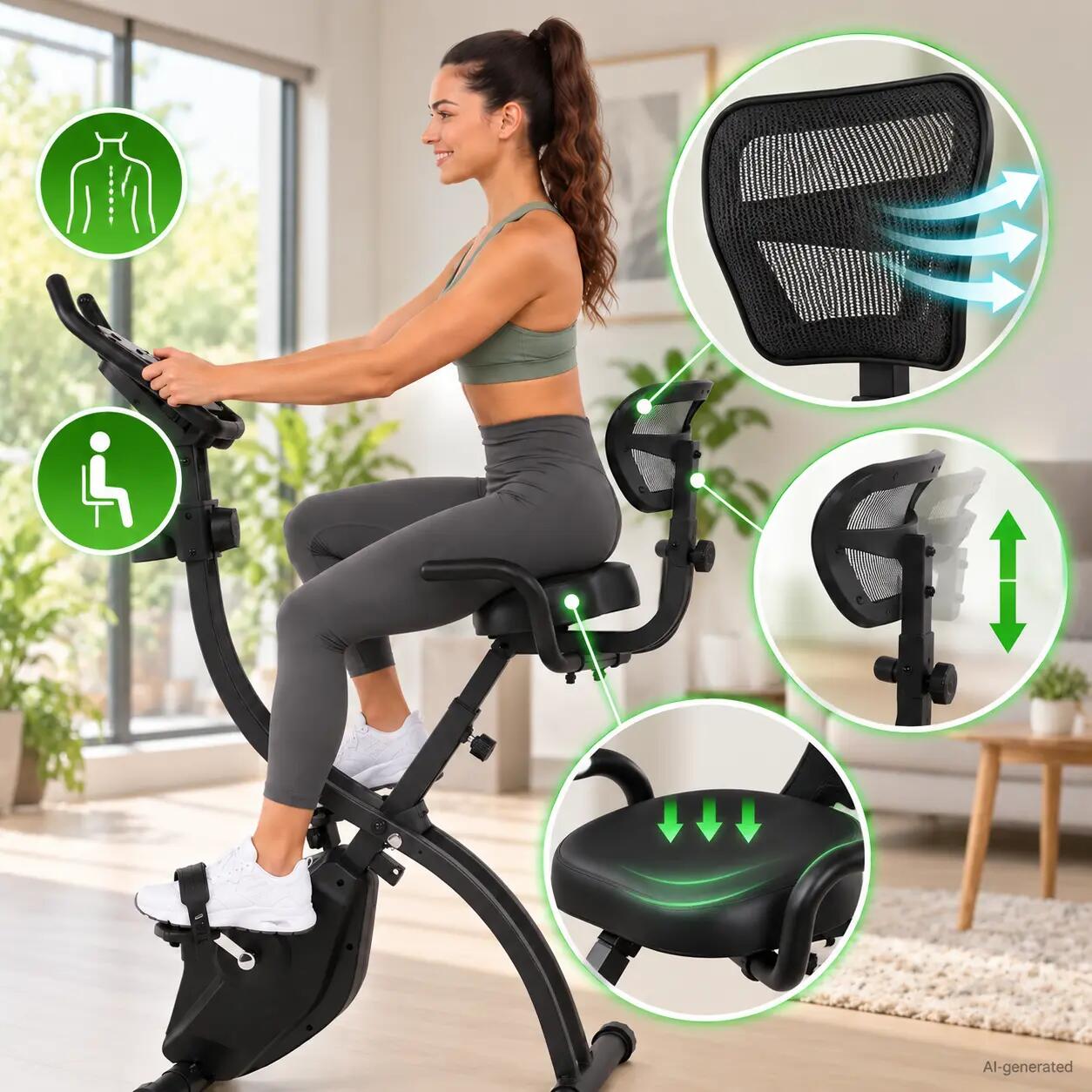 Heimtrainer klappbar platzsparend – X-Bike mit Rückenlehne Velo Fit 2/11