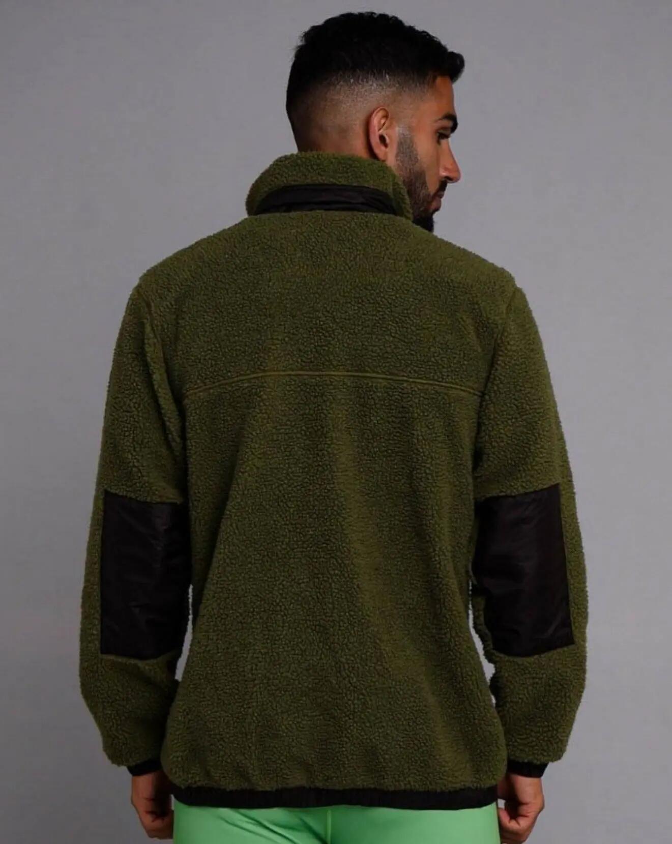 Kurtka z polaru Sherpa - khaki / czarna - męska 4/5