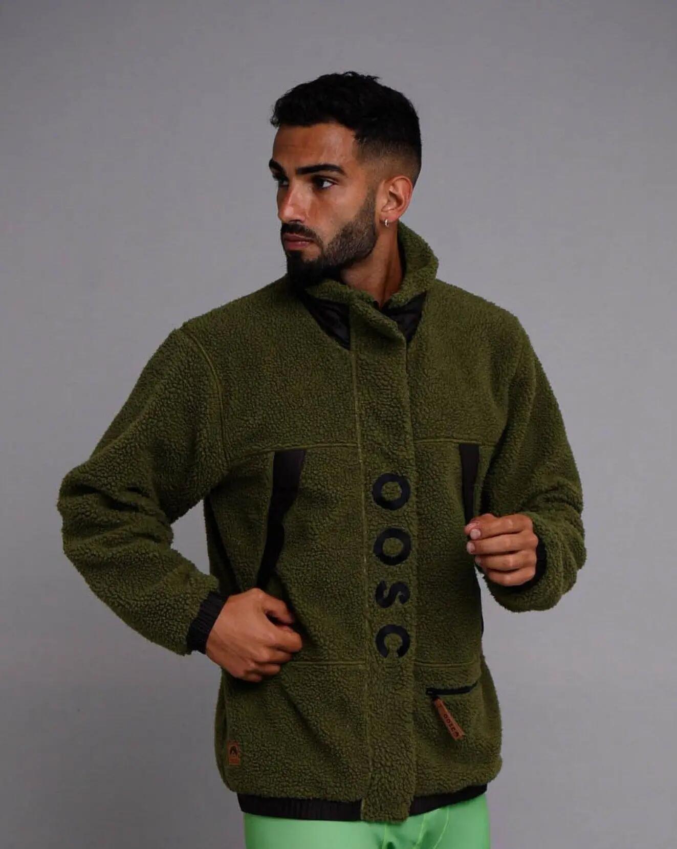 Kurtka z polaru Sherpa - khaki / czarna - męska 3/5