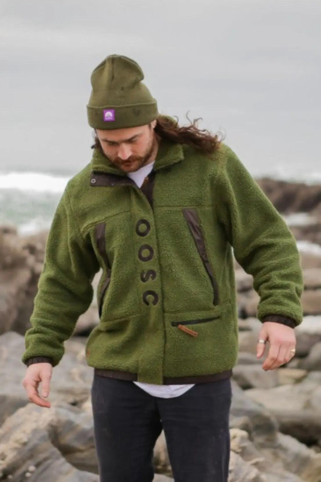Kurtka z polaru Sherpa - khaki / czarna - męska 2/5