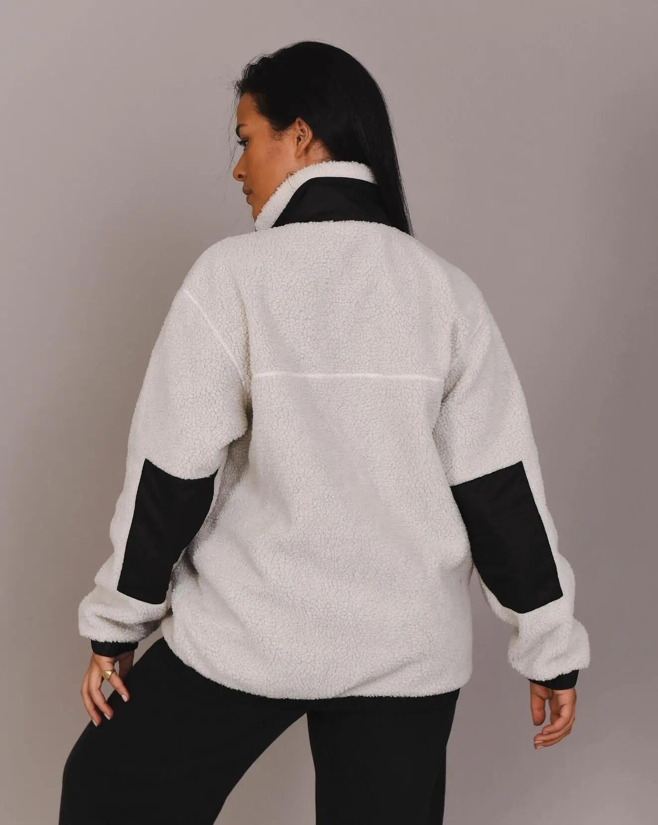 Sherpa fleecejack wit/zwart - Dames 6/7