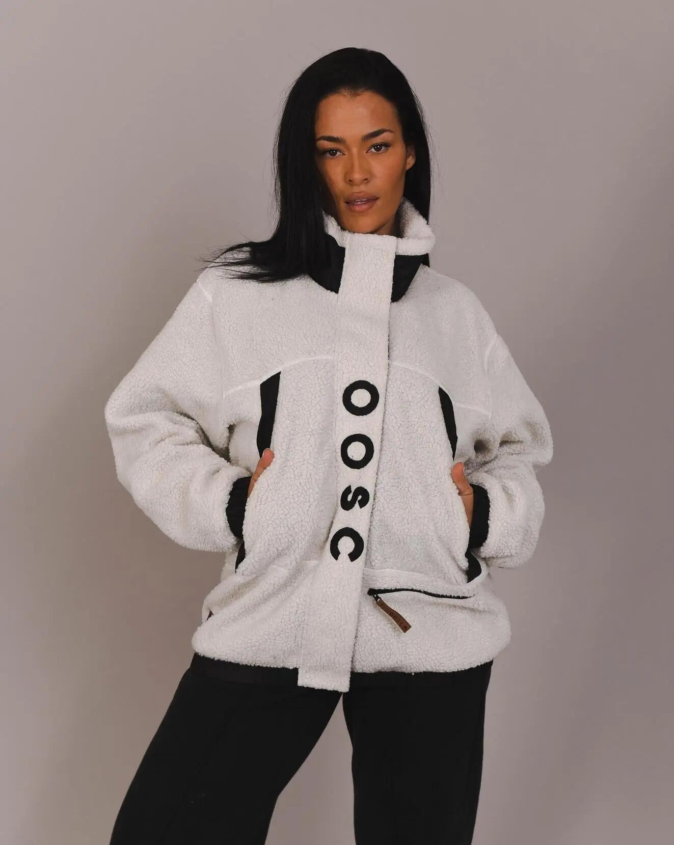 Sherpa fleecejack wit/zwart - Dames 5/7