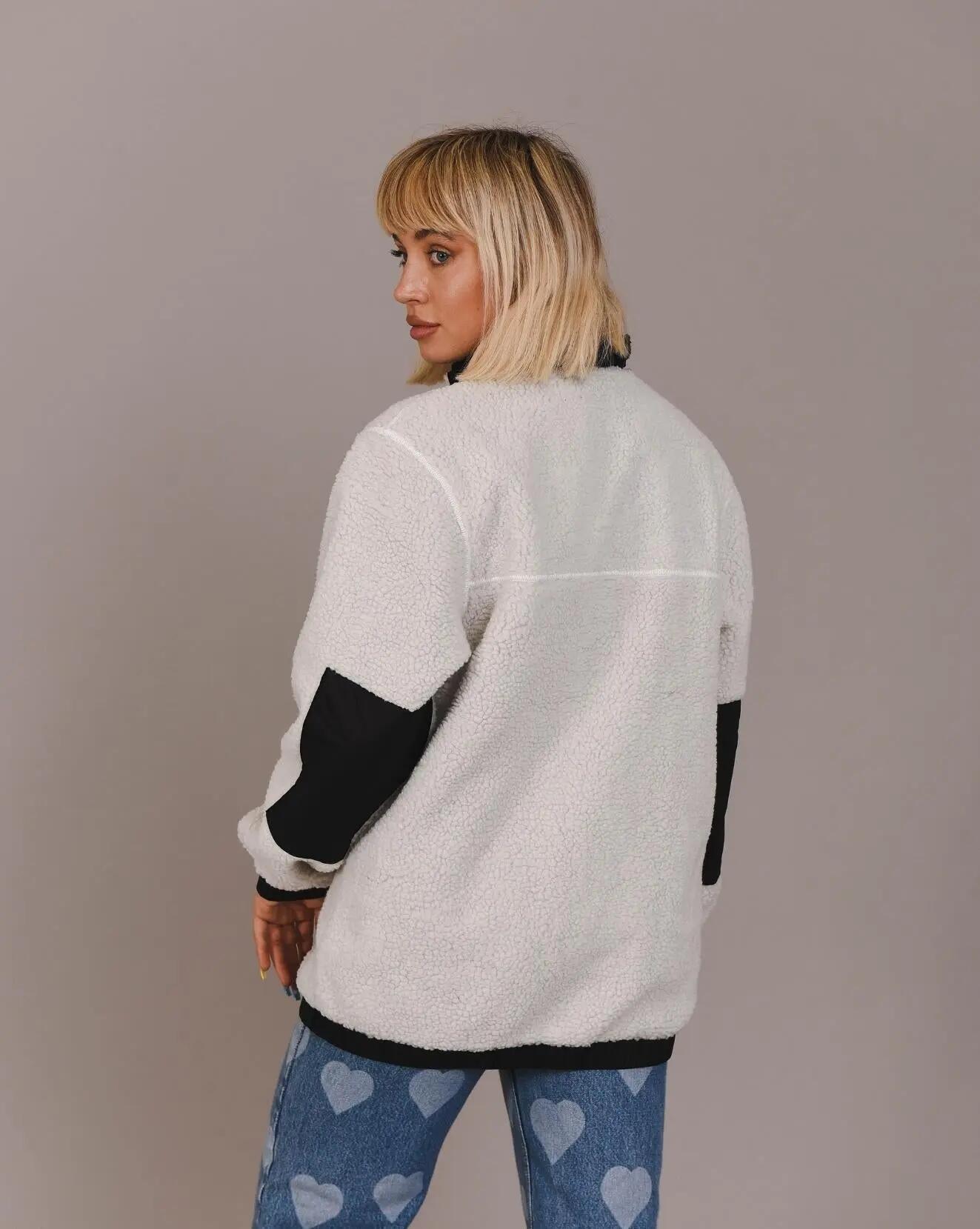 Sherpa fleecejack wit/zwart - Dames 4/7