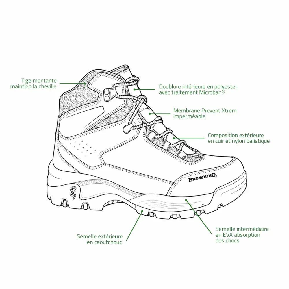 Chaussures de chasse Browning Pathfinder imperméables cuir et nylon 3/5